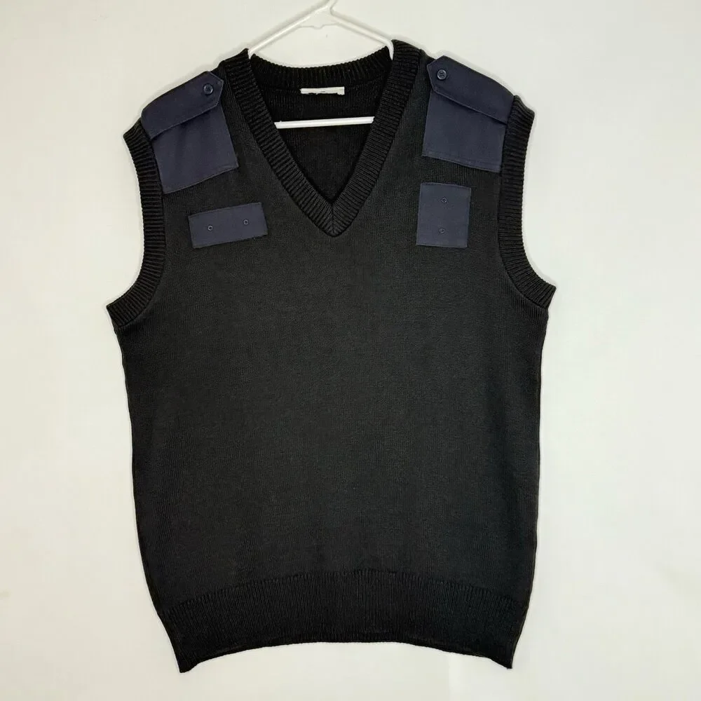 Sweater Vest Uniform Black With Blue Knit Size L VF Imagewear